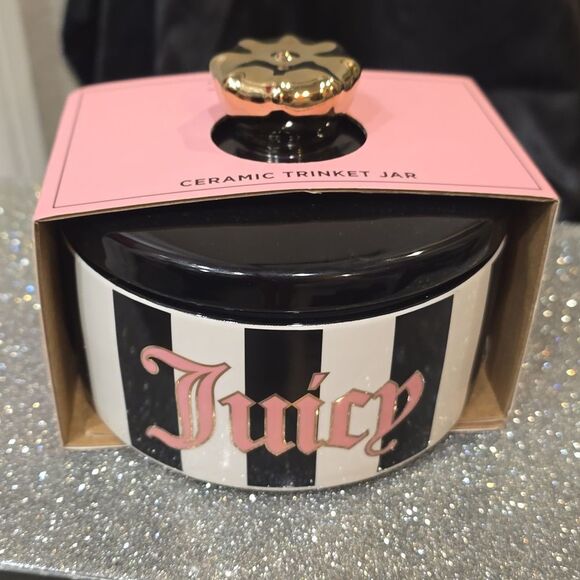 Juicy Couture Home Striped Logo Ceramic Trinket Jar - Picture 4 of 6